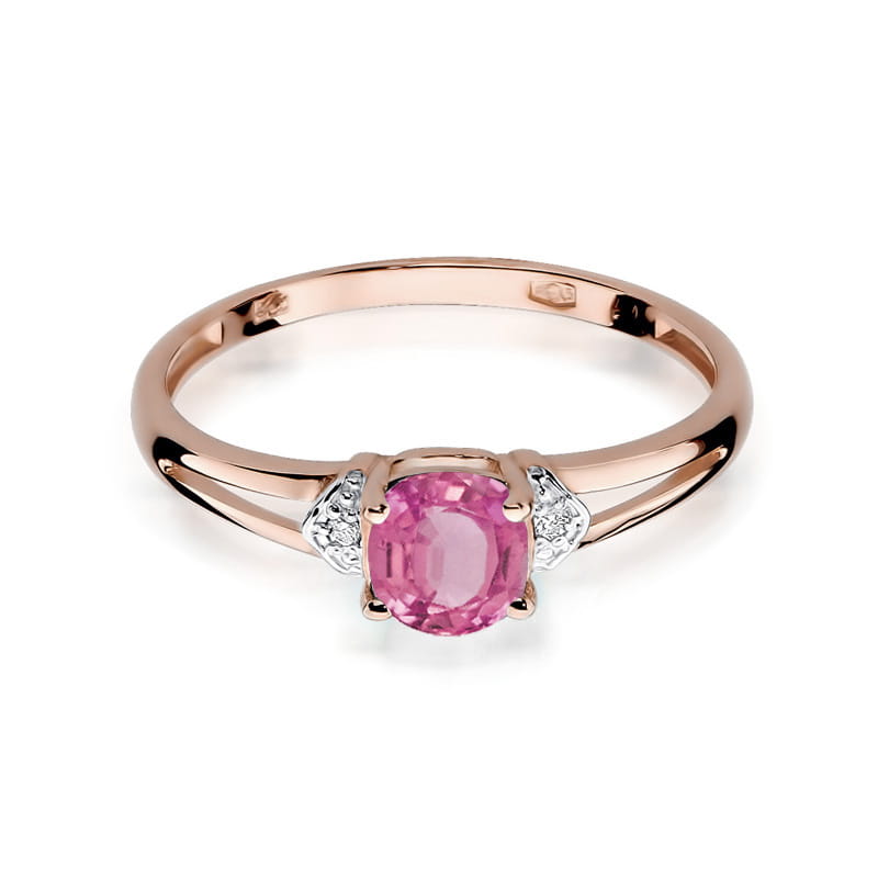 Gold Ring With Pink Topaz And Diamonds