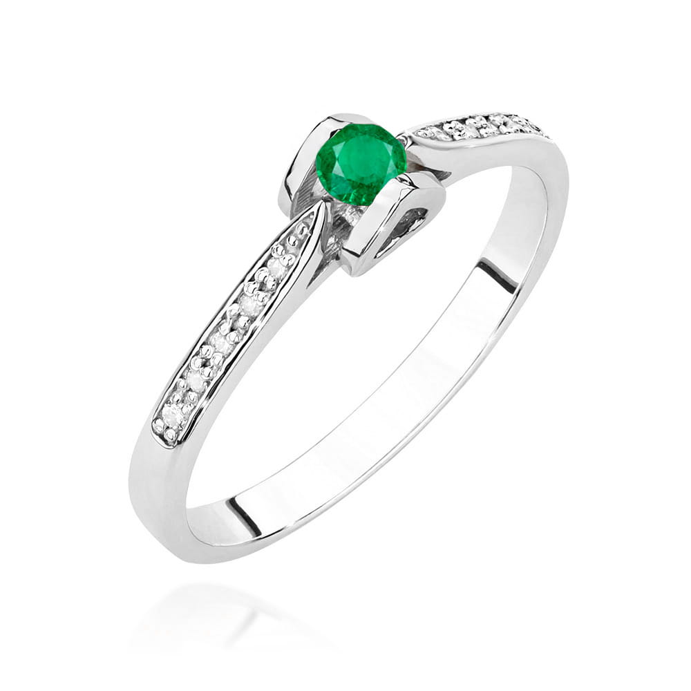 Auksinis Žiedas Su Smaragdu Ir Deimantais