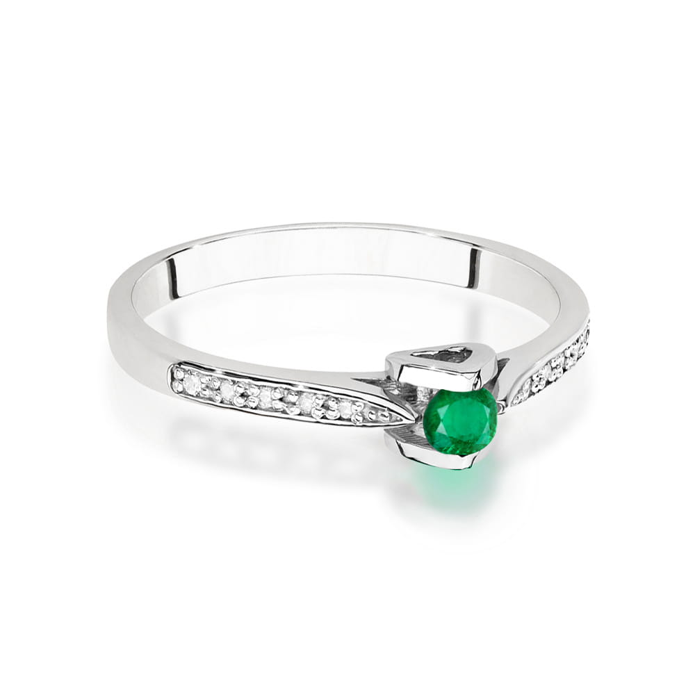 Auksinis Žiedas Su Smaragdu Ir Deimantais