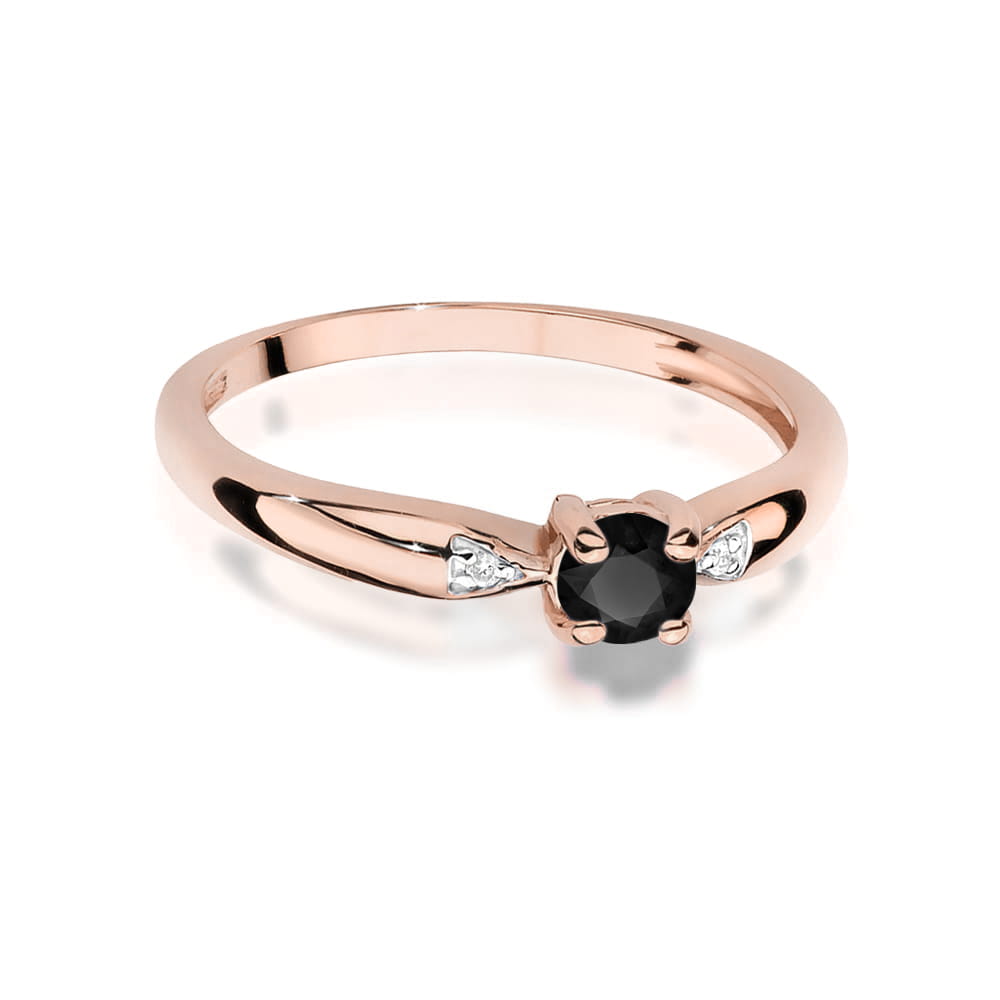 Gold Ring With Black And White Diamonds