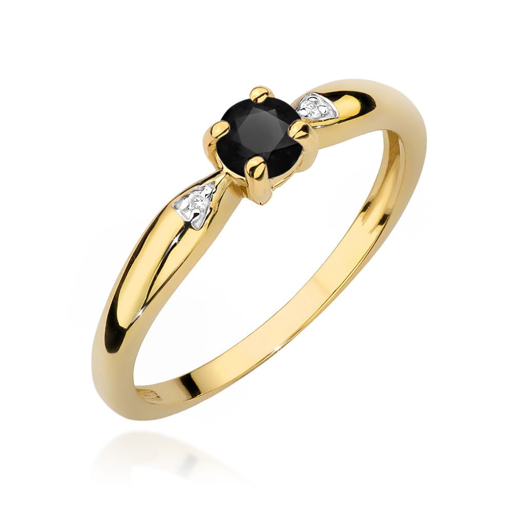 Gold Ring With Black And White Diamonds