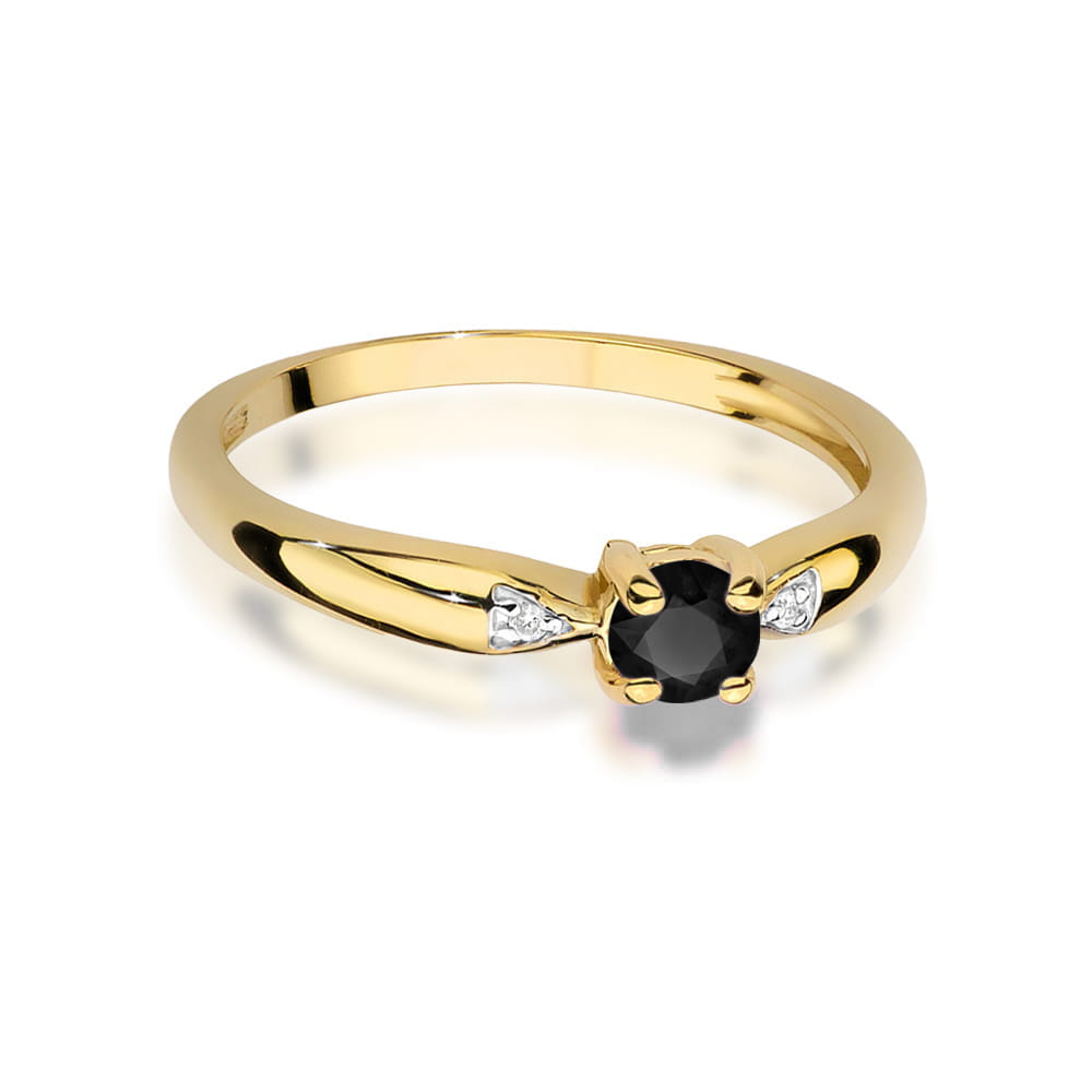 Gold Ring With Black And White Diamonds