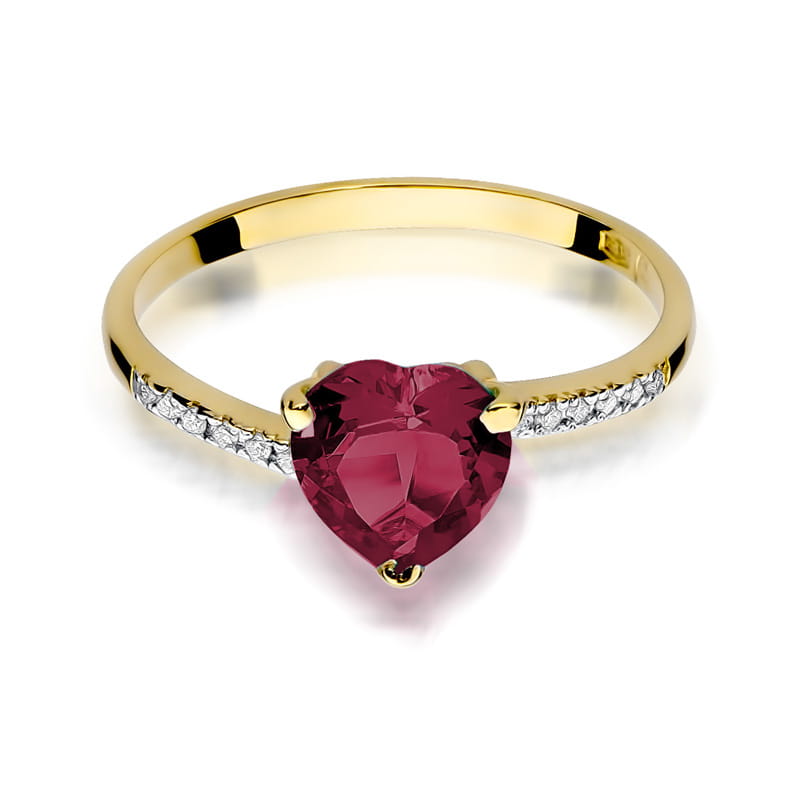 Auksinis Žiedas Su Rubinu Ir Deimantais