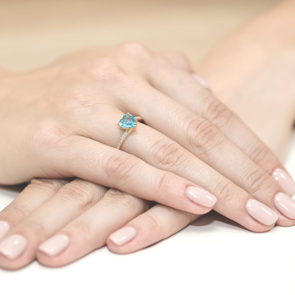 Gold Ring With Topaz And Diamonds