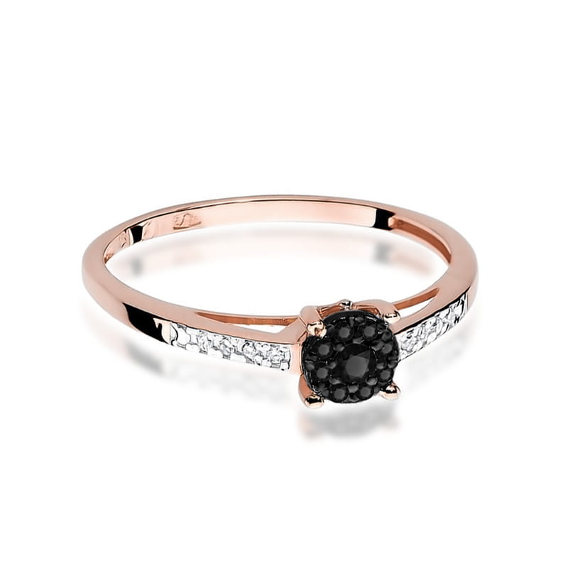 Gold Ring With Black And White Diamonds