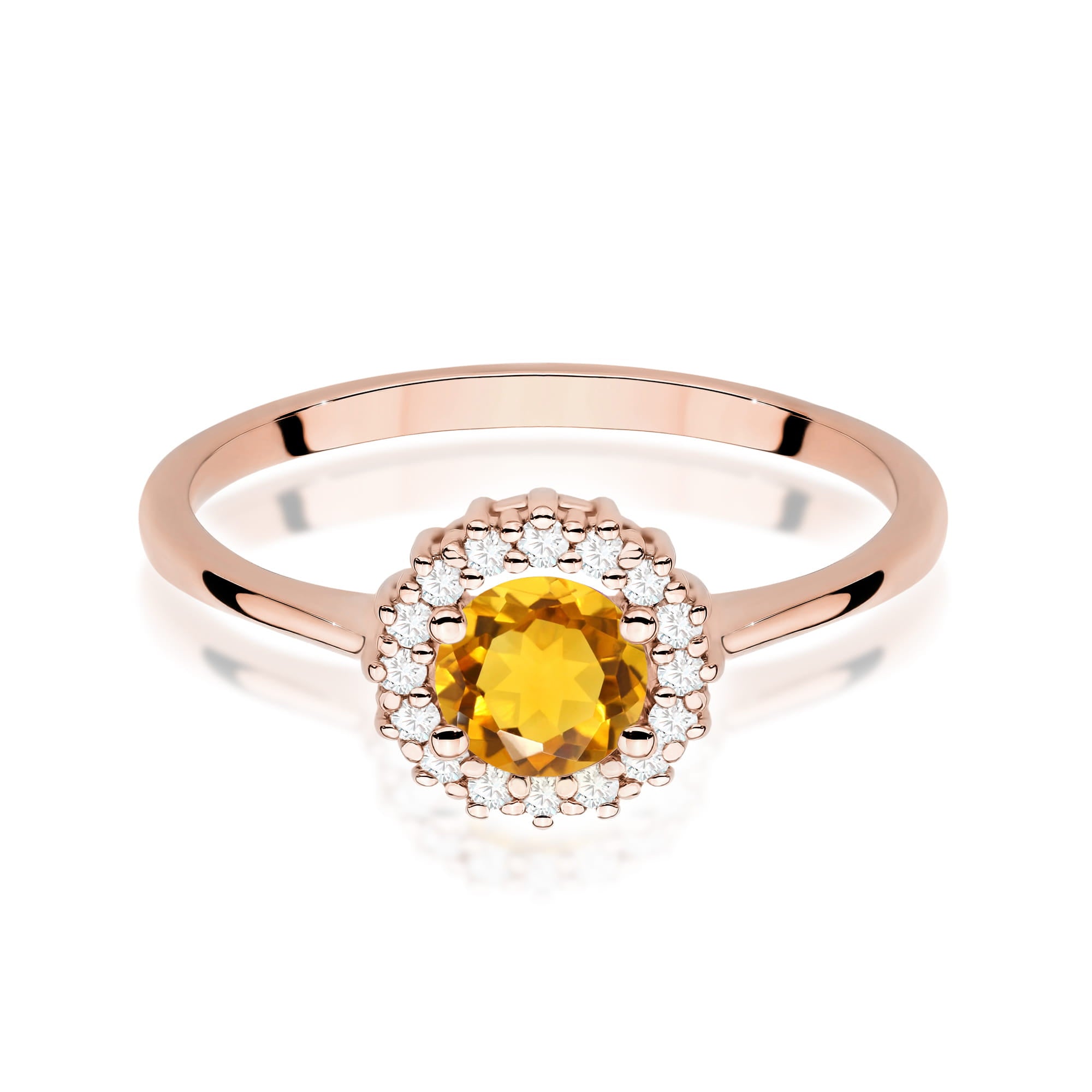 Auksinis Žiedas Su Citrinu Ir Deimantais