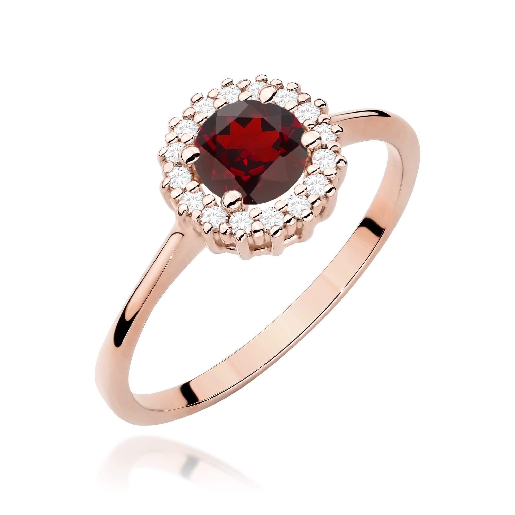 Gold Ring With Garnet And Diamonds