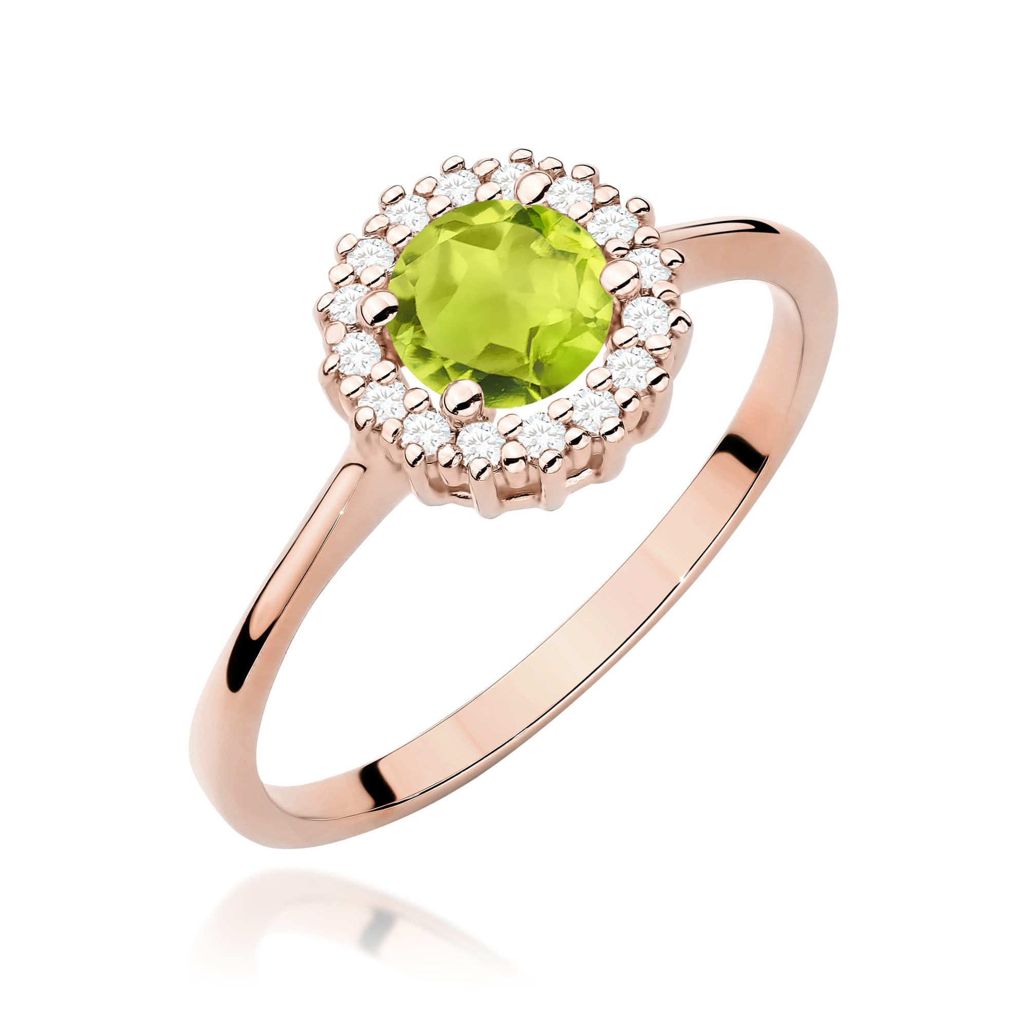 Gold Ring With Peridot And Diamonds