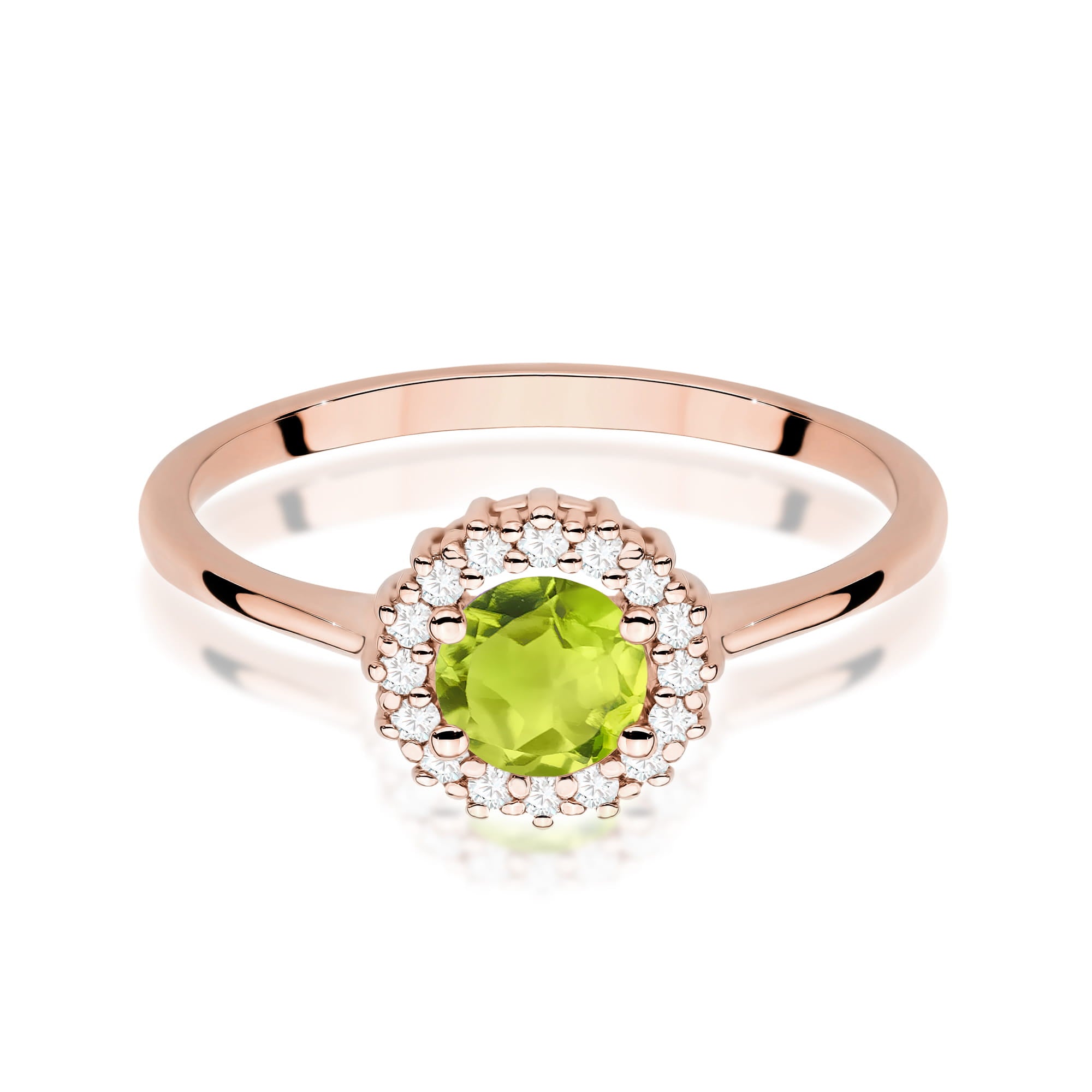 Gold Ring With Peridot And Diamonds