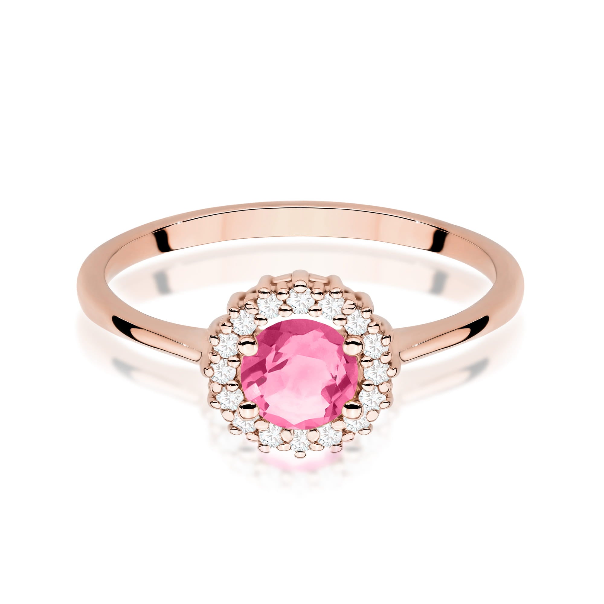 Gold Ring With Pink Topaz And Diamonds