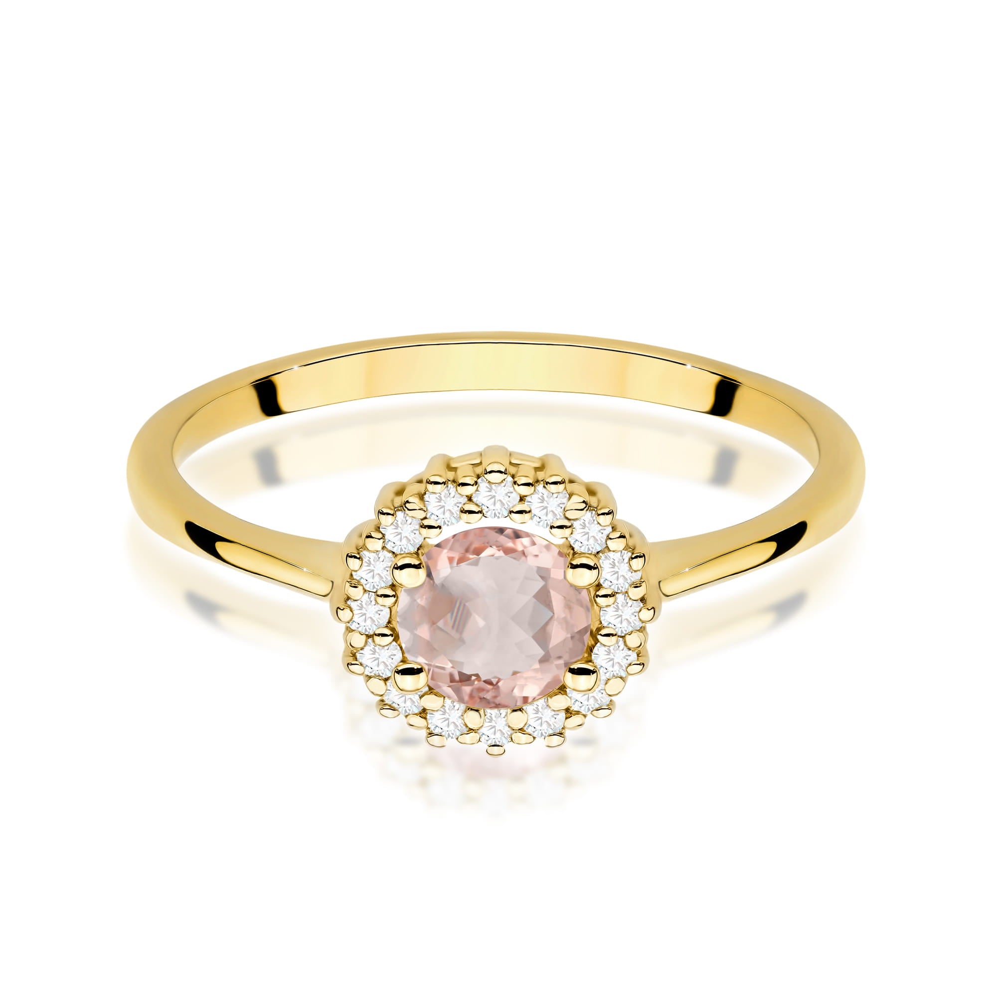 Auksinis Žiedas Su Morganitu Ir Deimantais