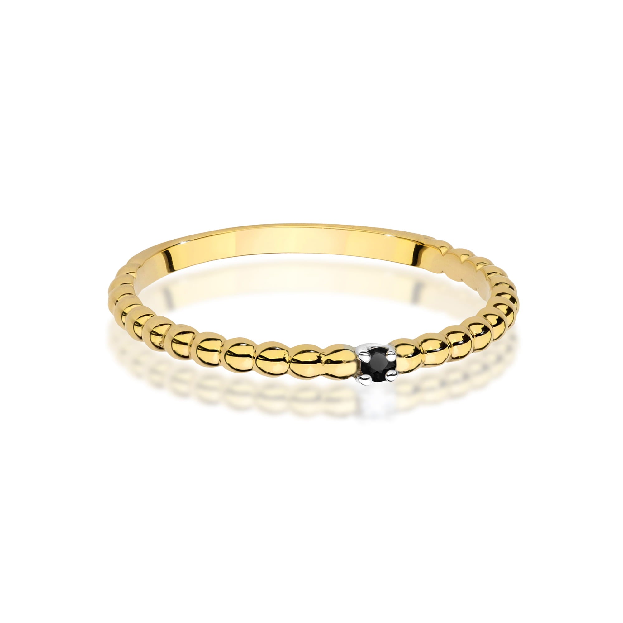 Auksinis Žiedas Su Juodu Deimantu