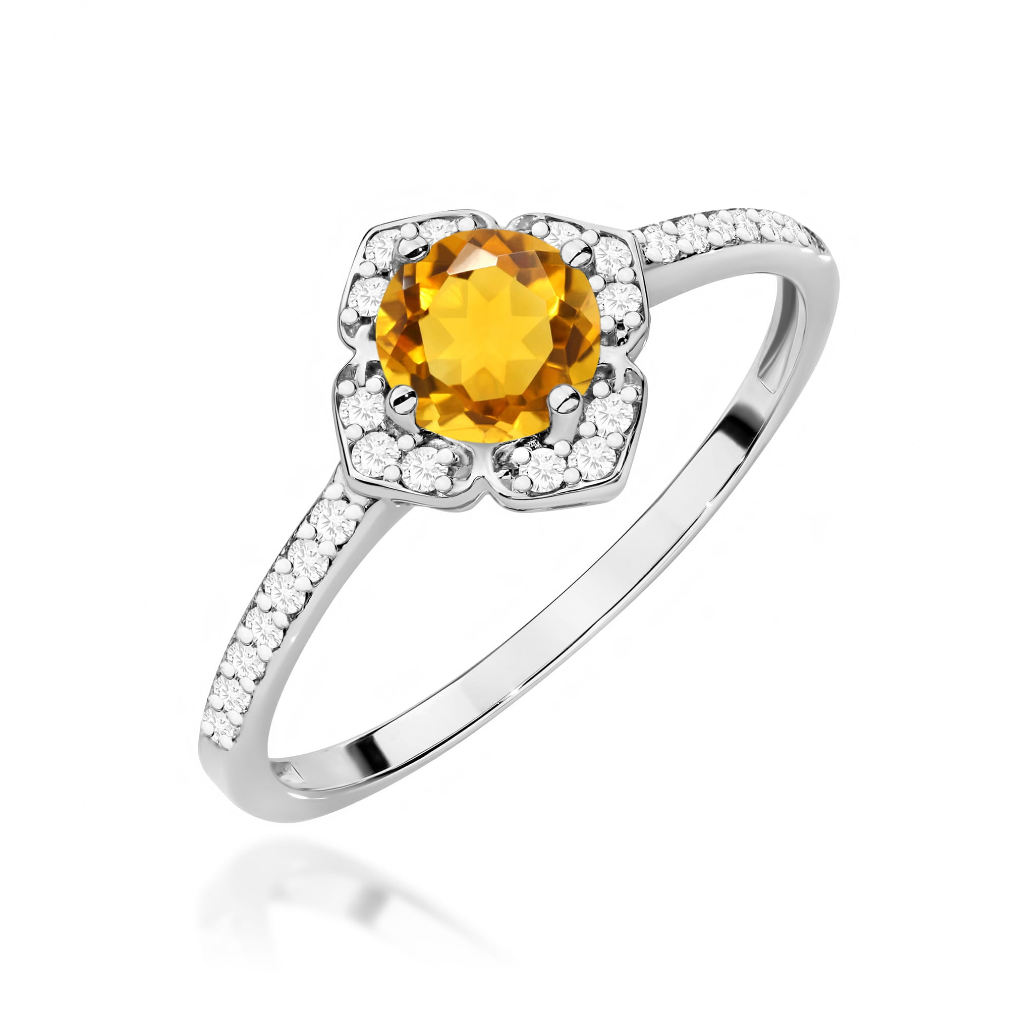 Gold Ring With Citrine And Diamonds