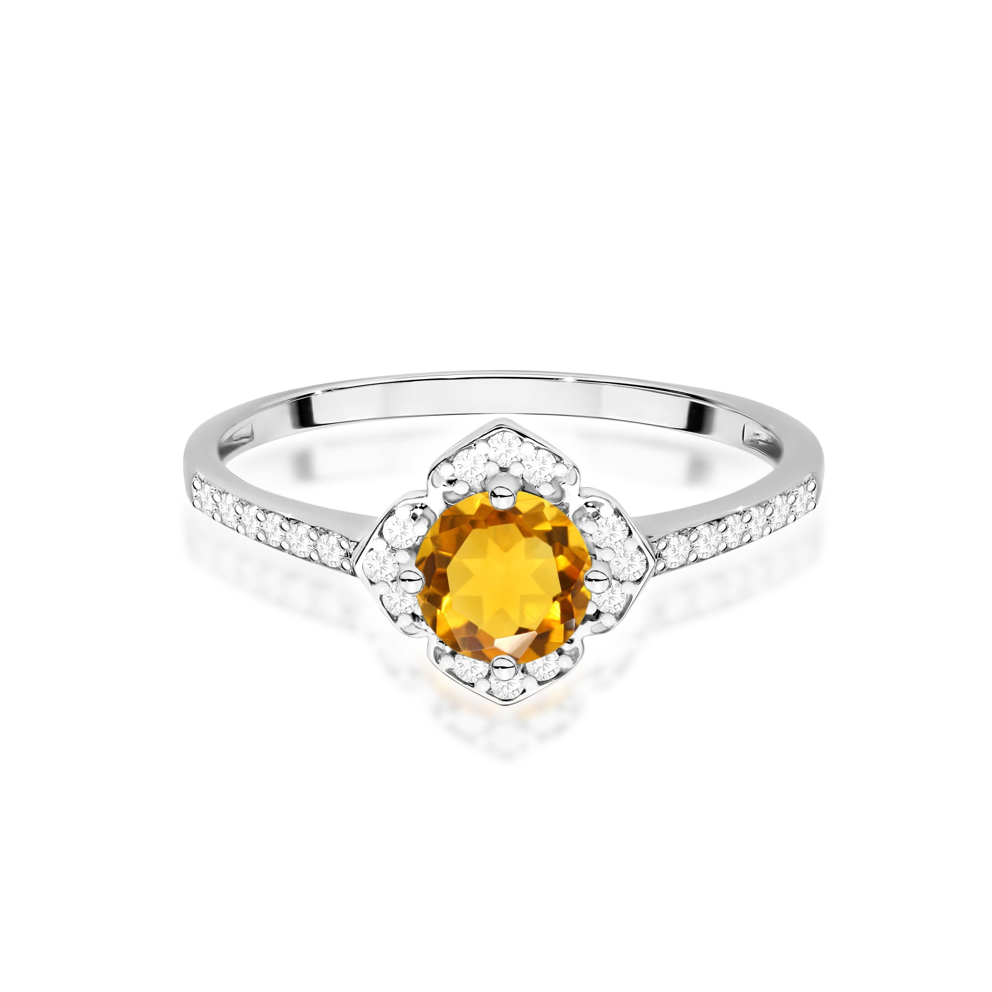 Gold Ring With Citrine And Diamonds