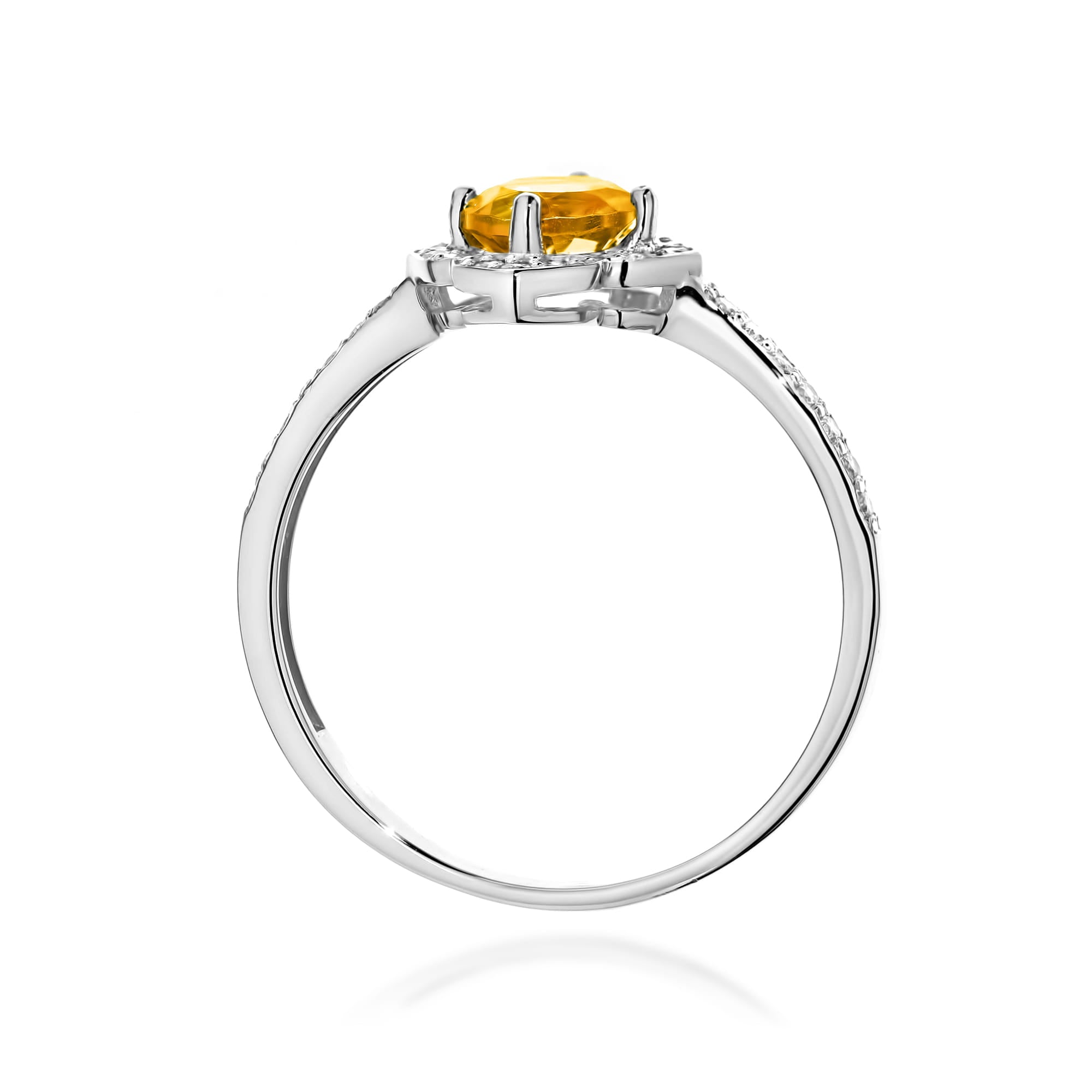 Gold Ring With Citrine And Diamonds