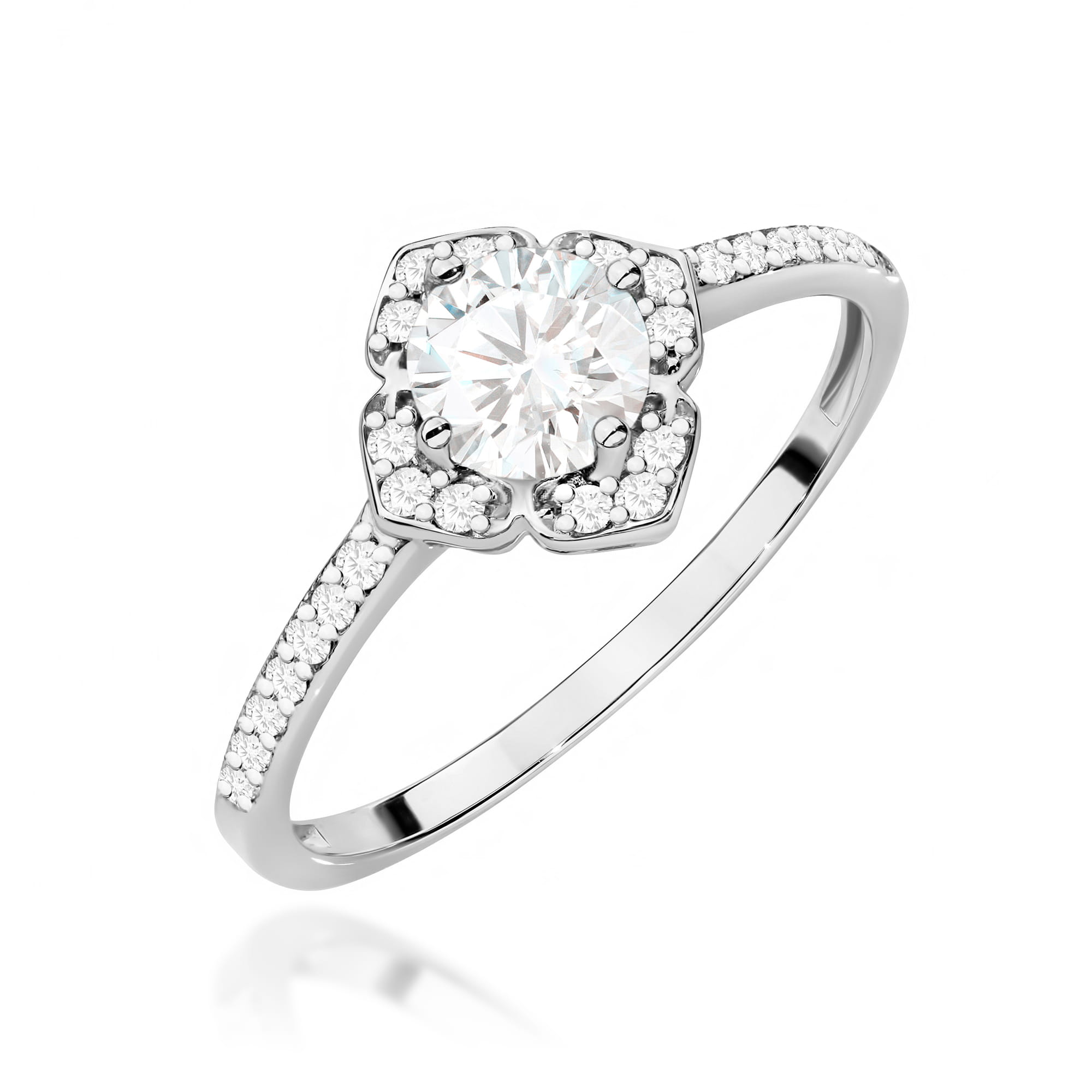 Auksinis Žiedas Su Baltu Safyru Ir Deimantais