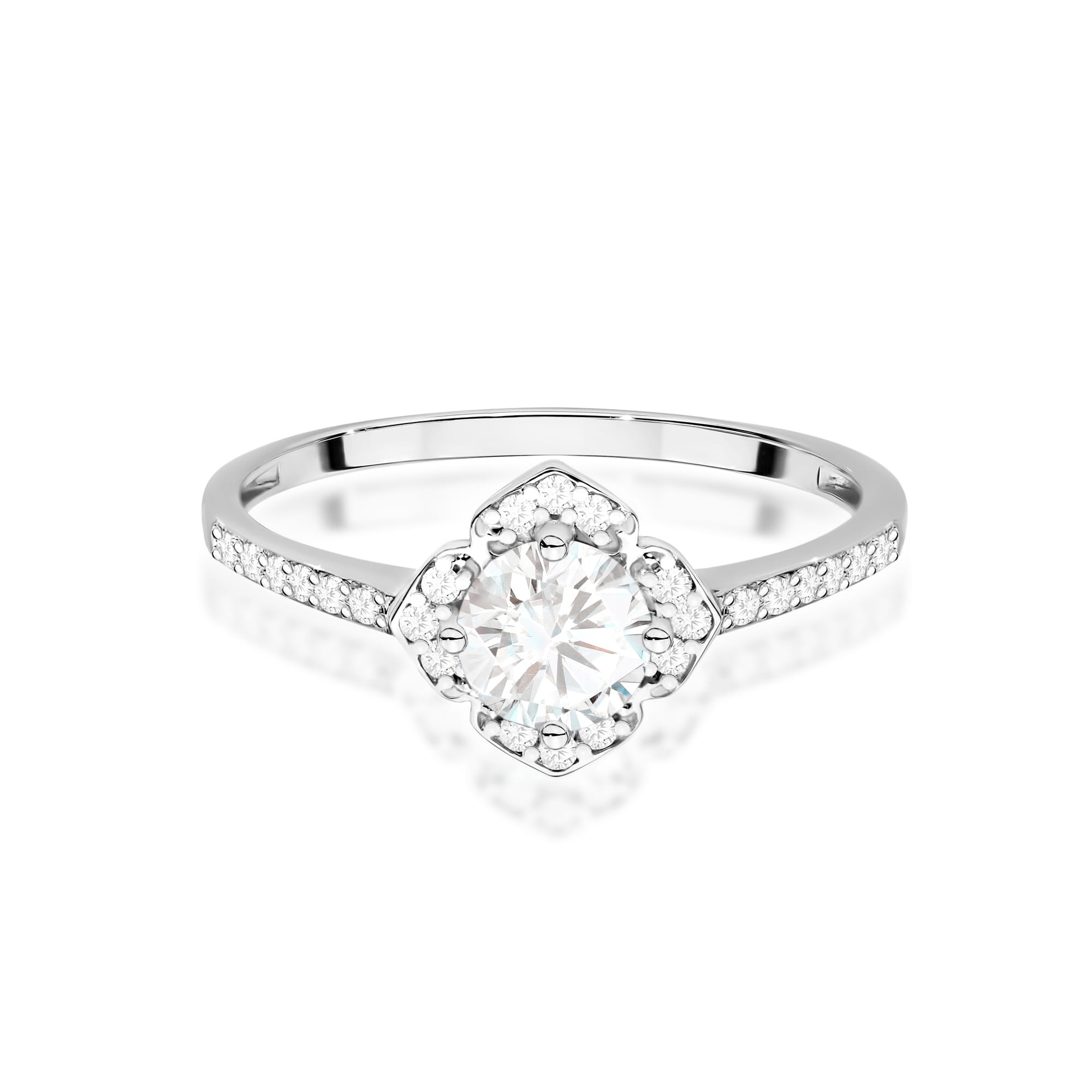 Auksinis Žiedas Su Baltu Safyru Ir Deimantais