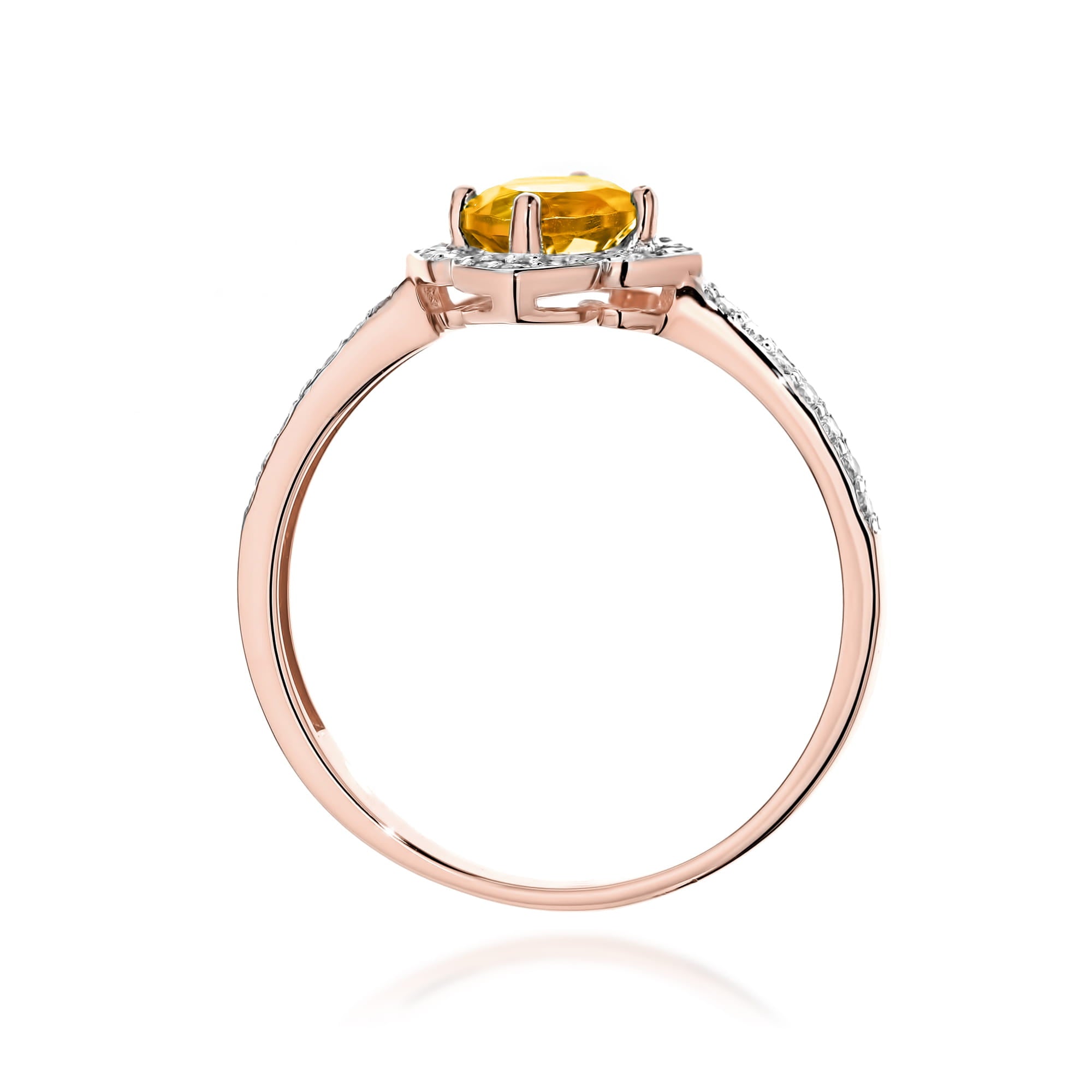 Gold Ring With Citrine And Diamonds