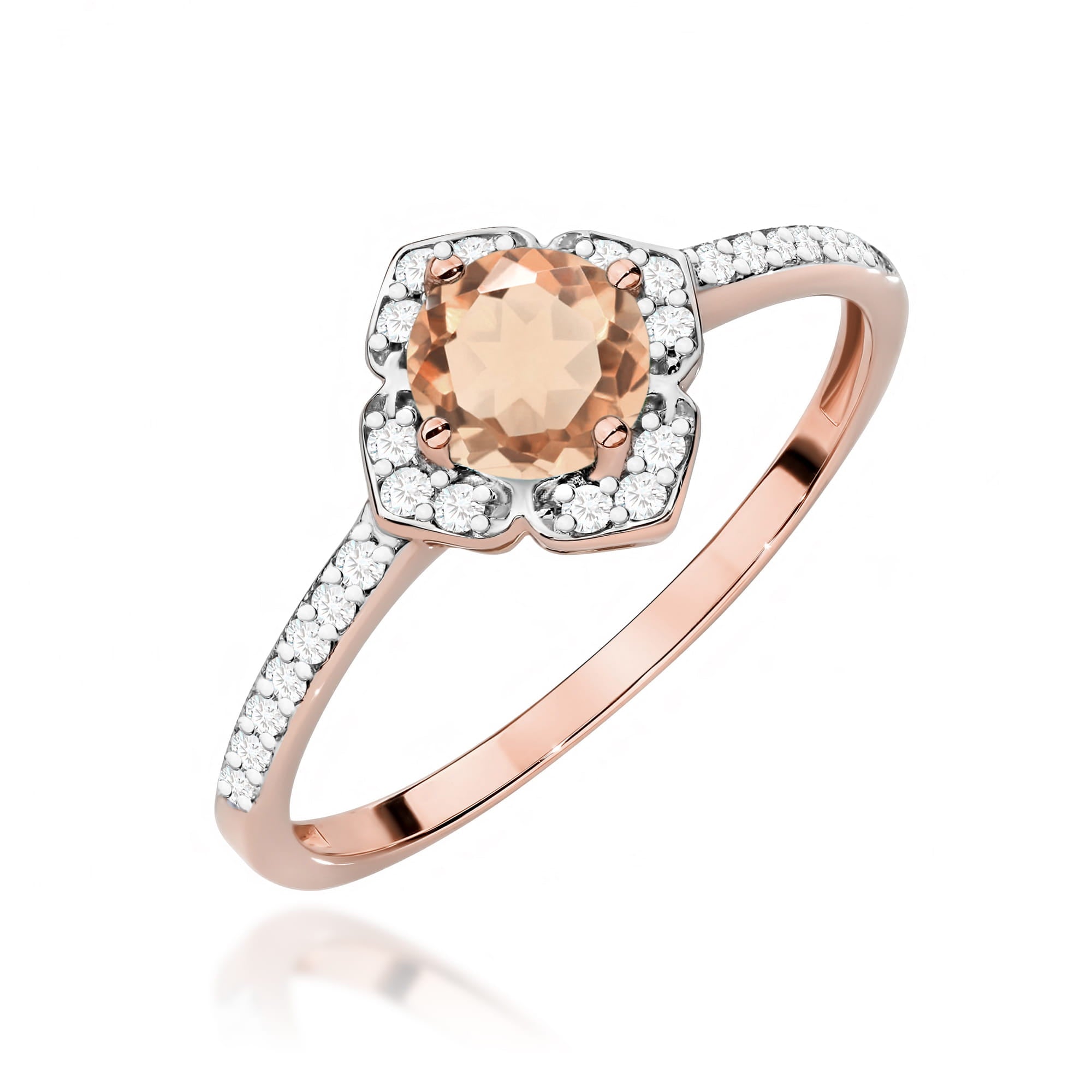Gold Ring With Morganite And Diamonds