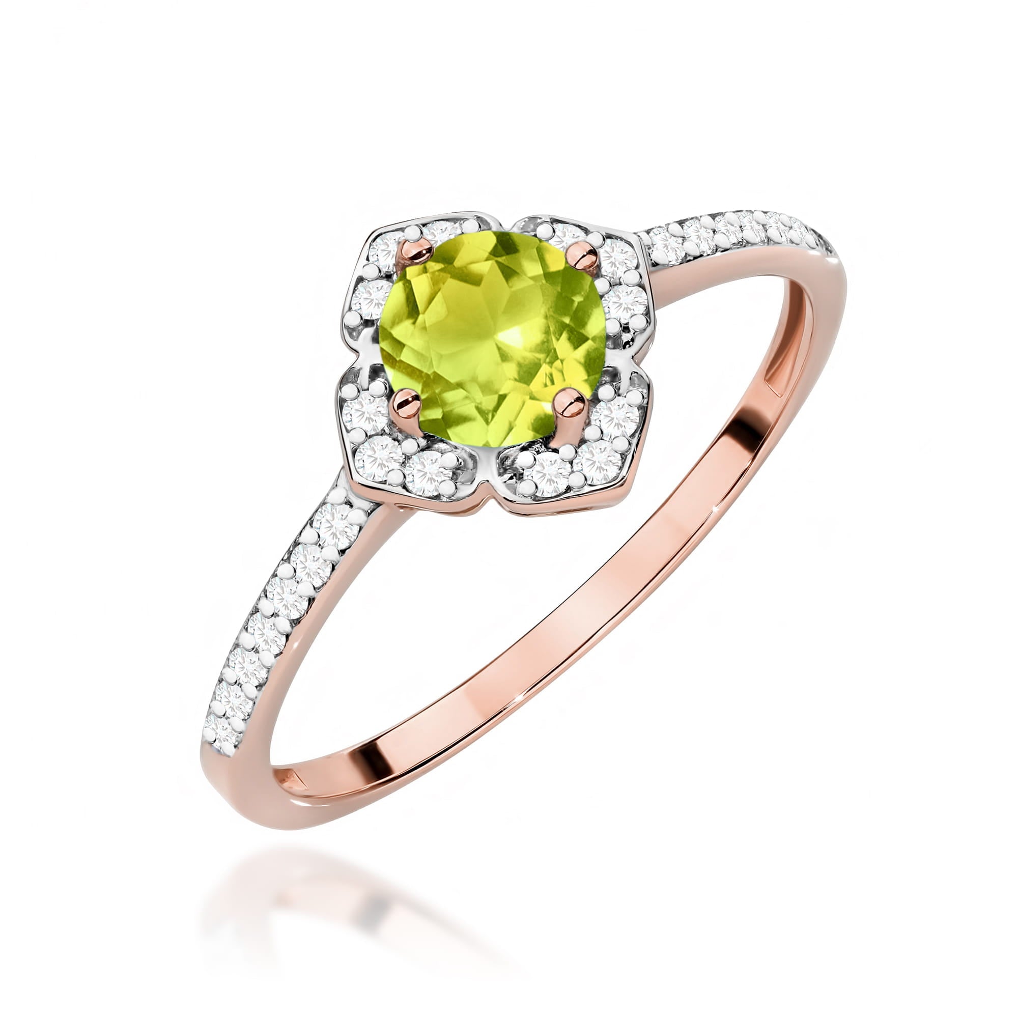 Gold Ring With Peridot And Diamonds