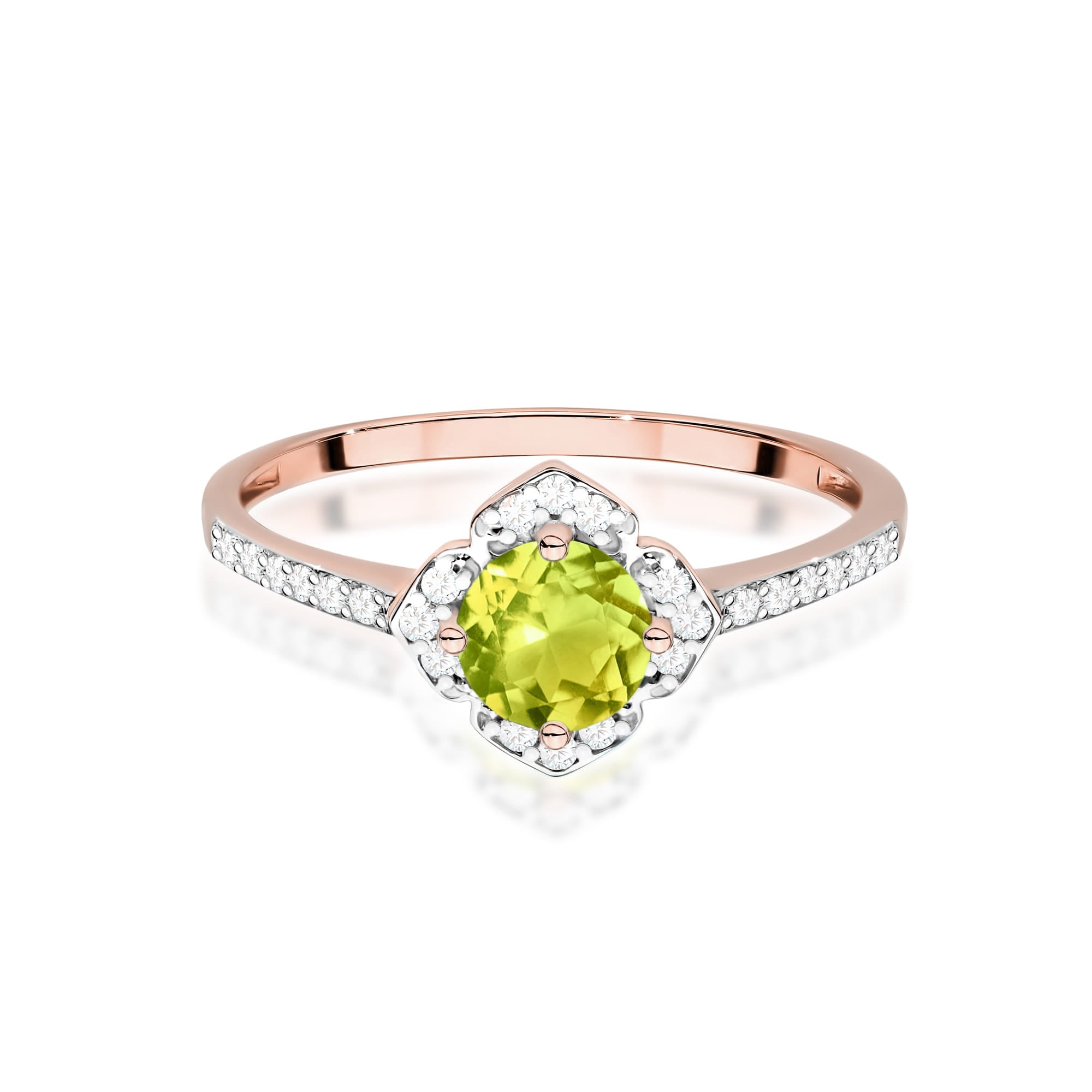 Gold Ring With Peridot And Diamonds