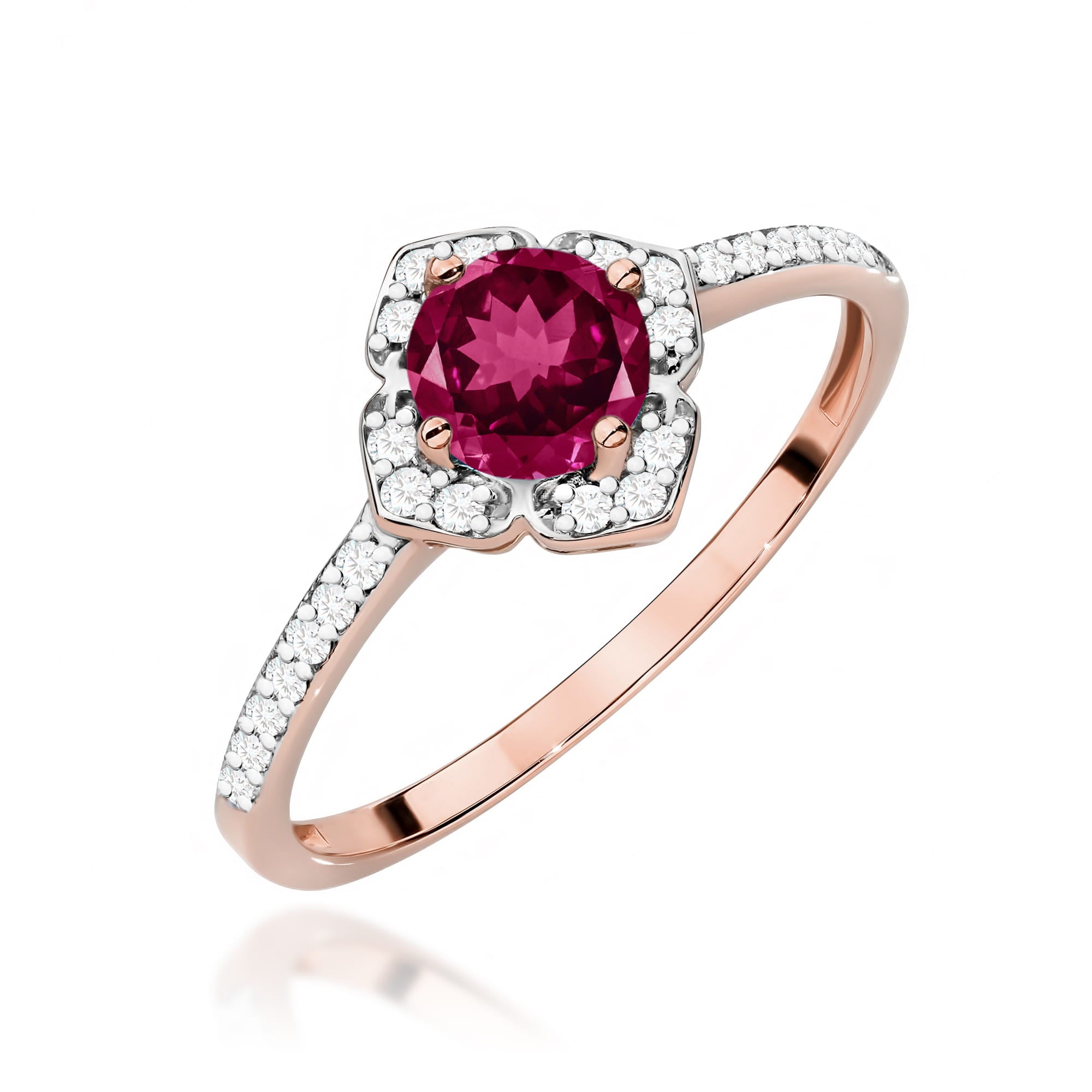 Gold Ring With Rhodolite And Diamonds