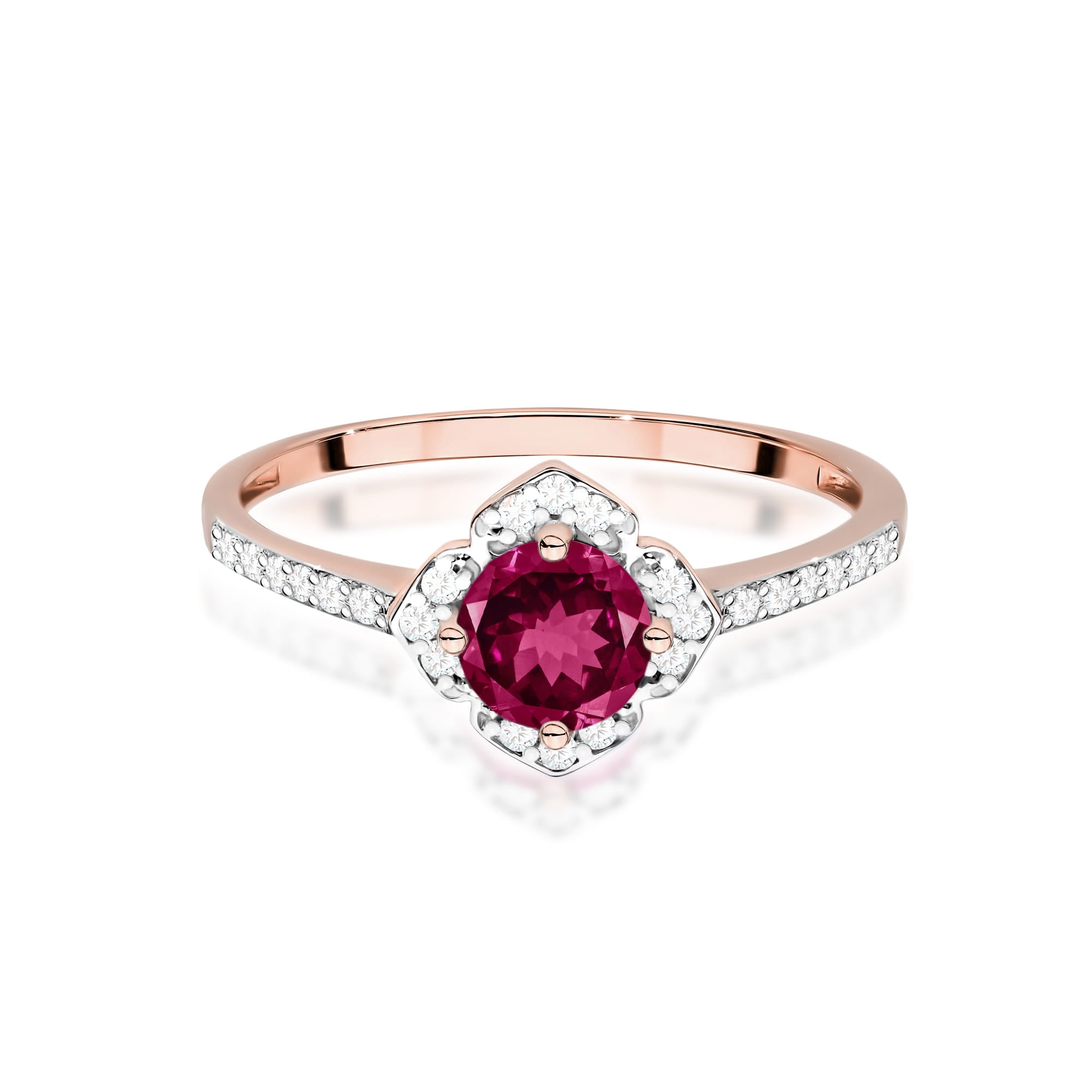 Gold Ring With Rhodolite And Diamonds