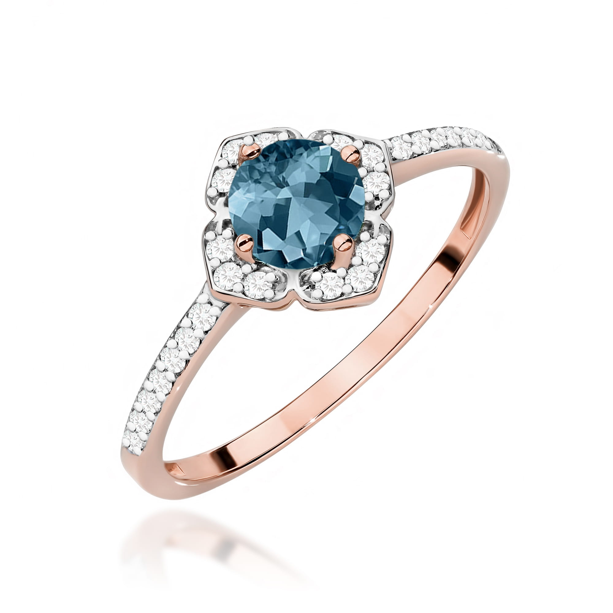 Gold Ring With London Topaz And Diamonds