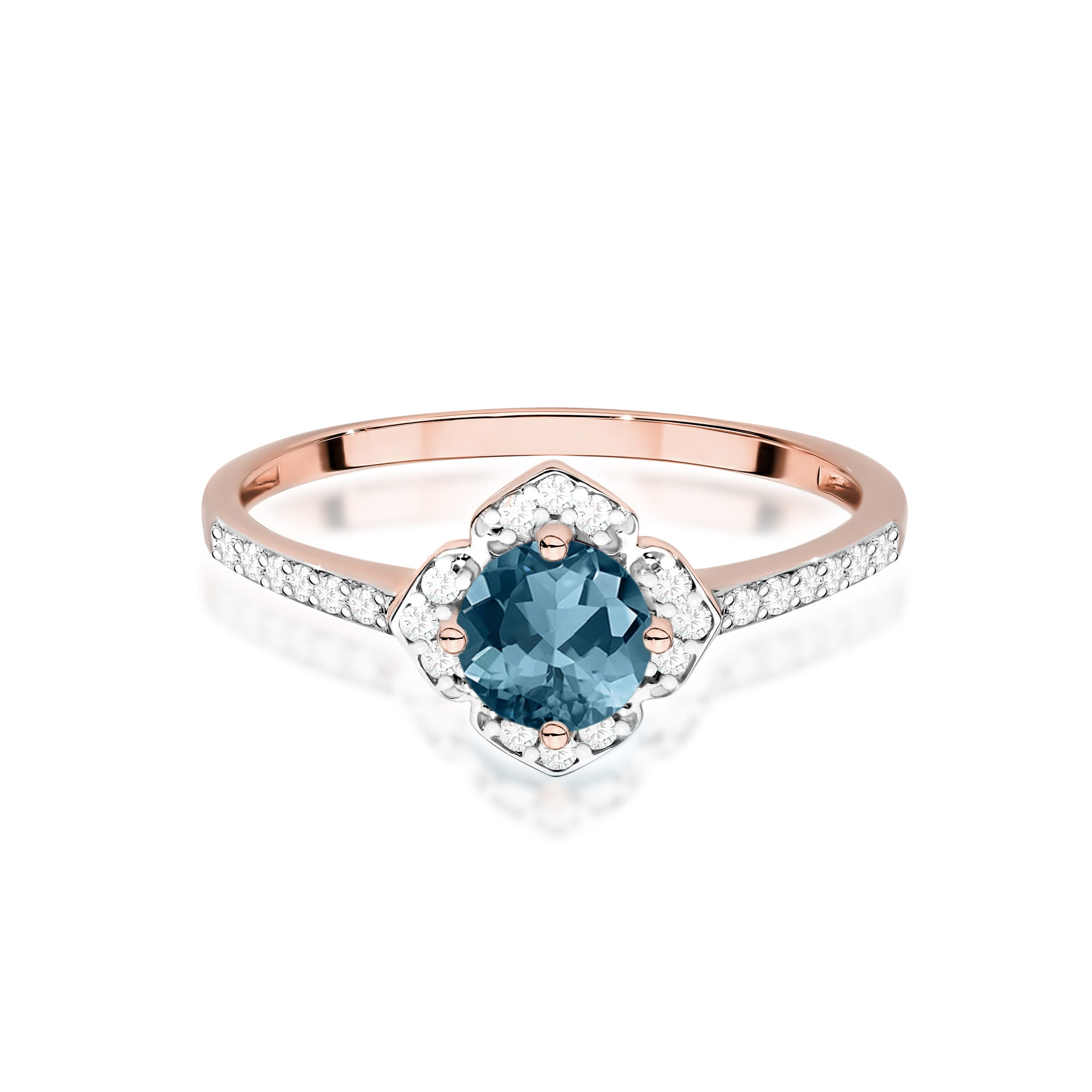 Gold Ring With London Topaz And Diamonds