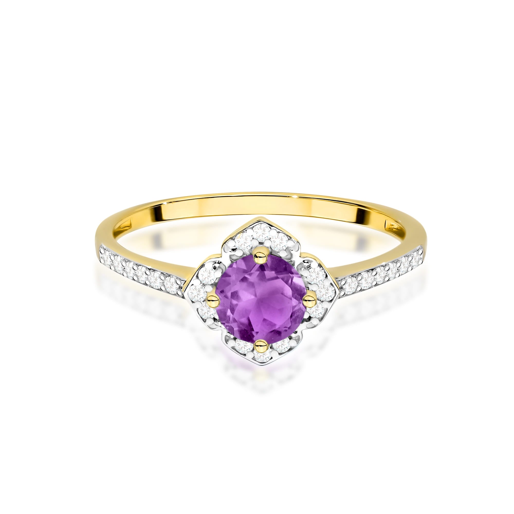 Gold Ring With Amethyst And Diamonds
