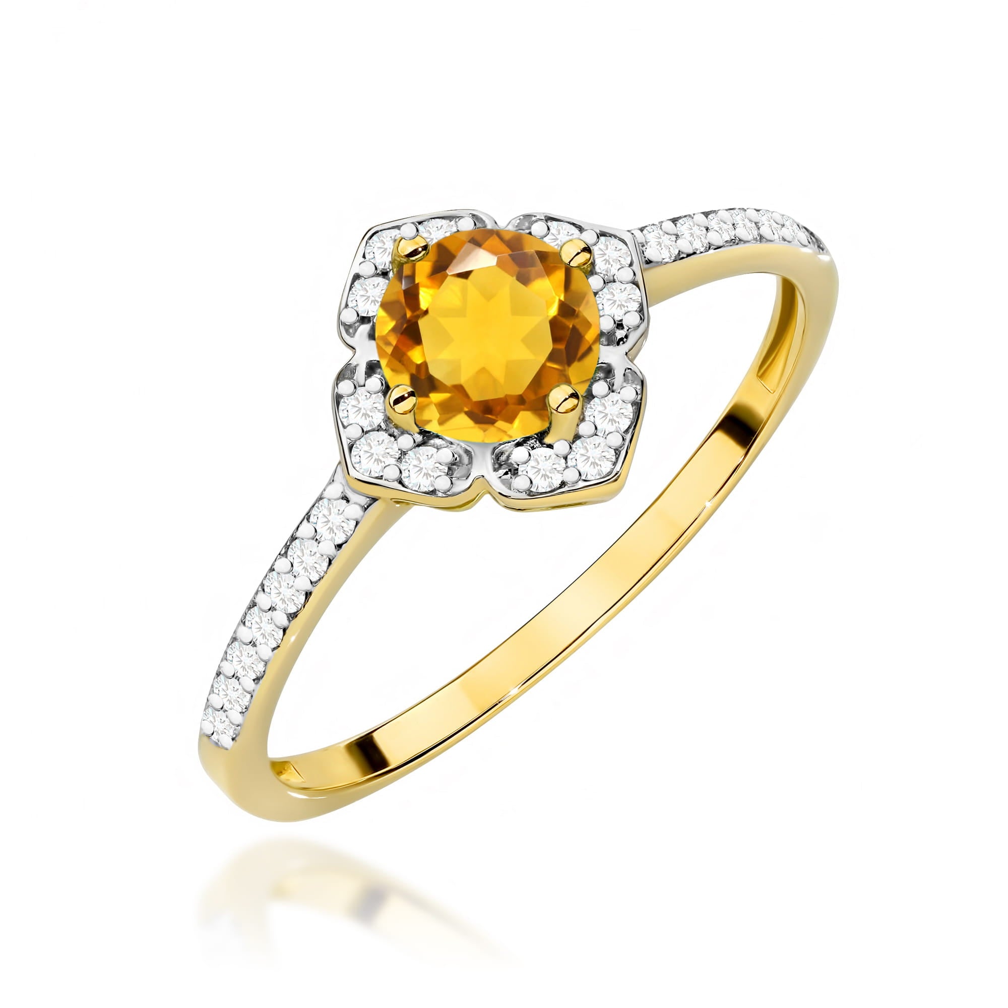 Gold Ring With Citrine And Diamonds