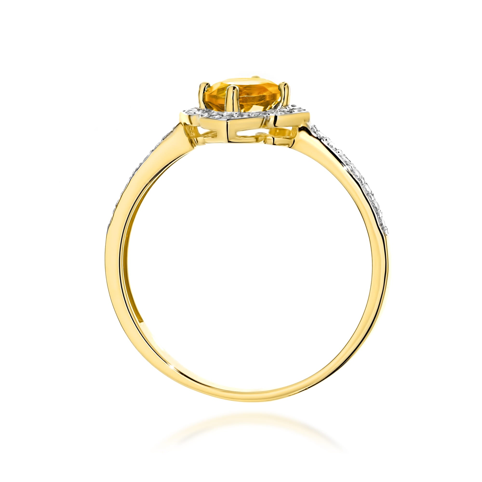 Gold Ring With Citrine And Diamonds