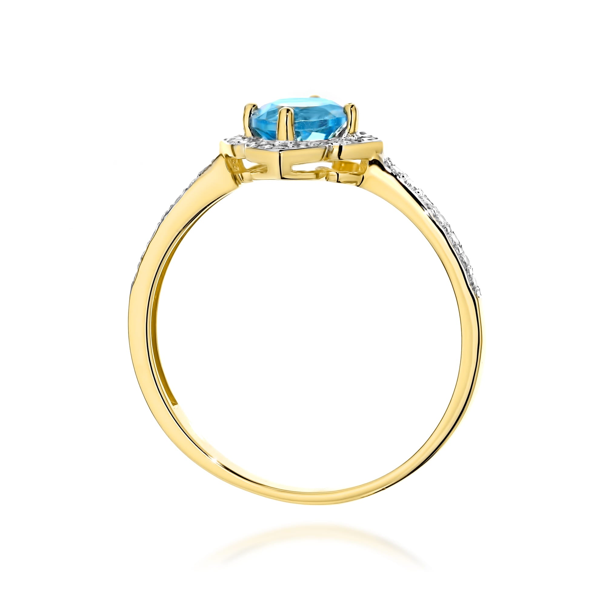 Auksinis Žiedas Su Topazu Ir Deimantais