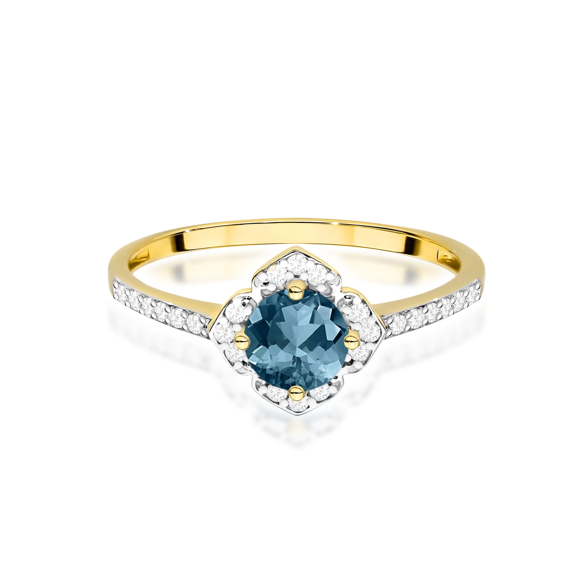 Gold Ring With London Topaz And Diamonds