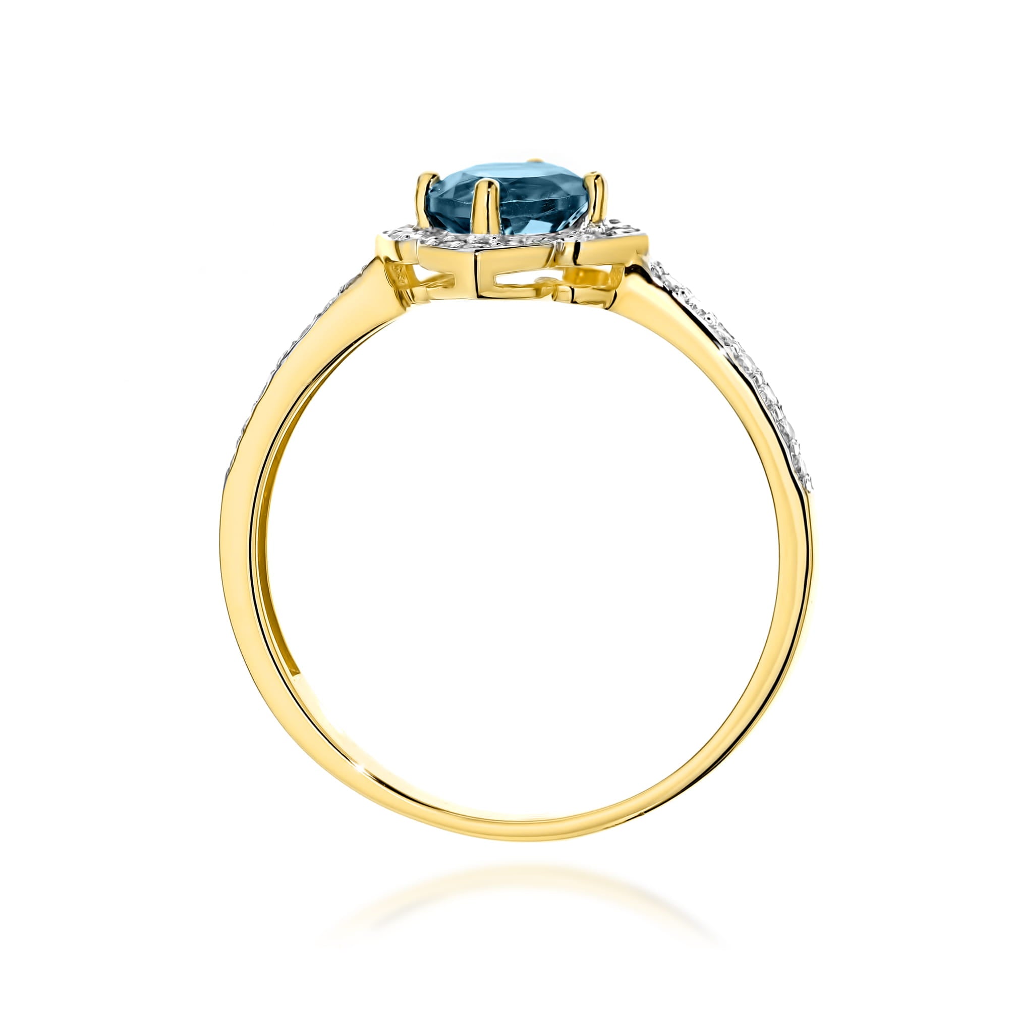 Gold Ring With London Topaz And Diamonds