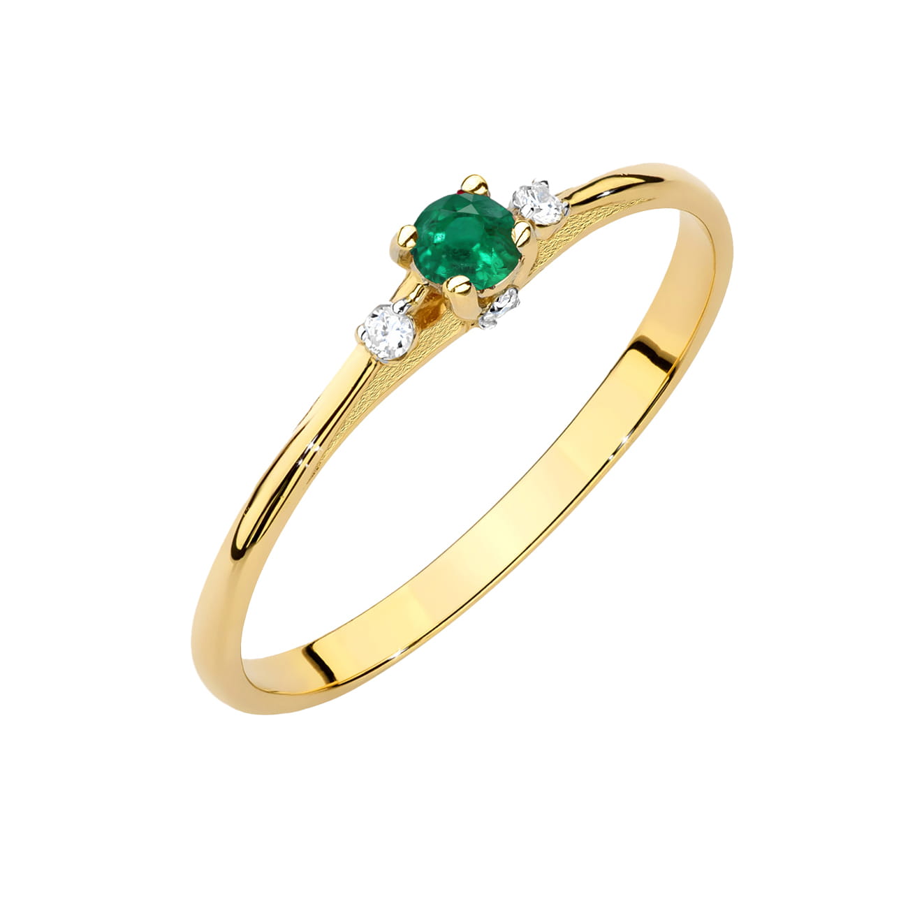 Auksinis Žiedas Su Smaragdu Ir Deimantais