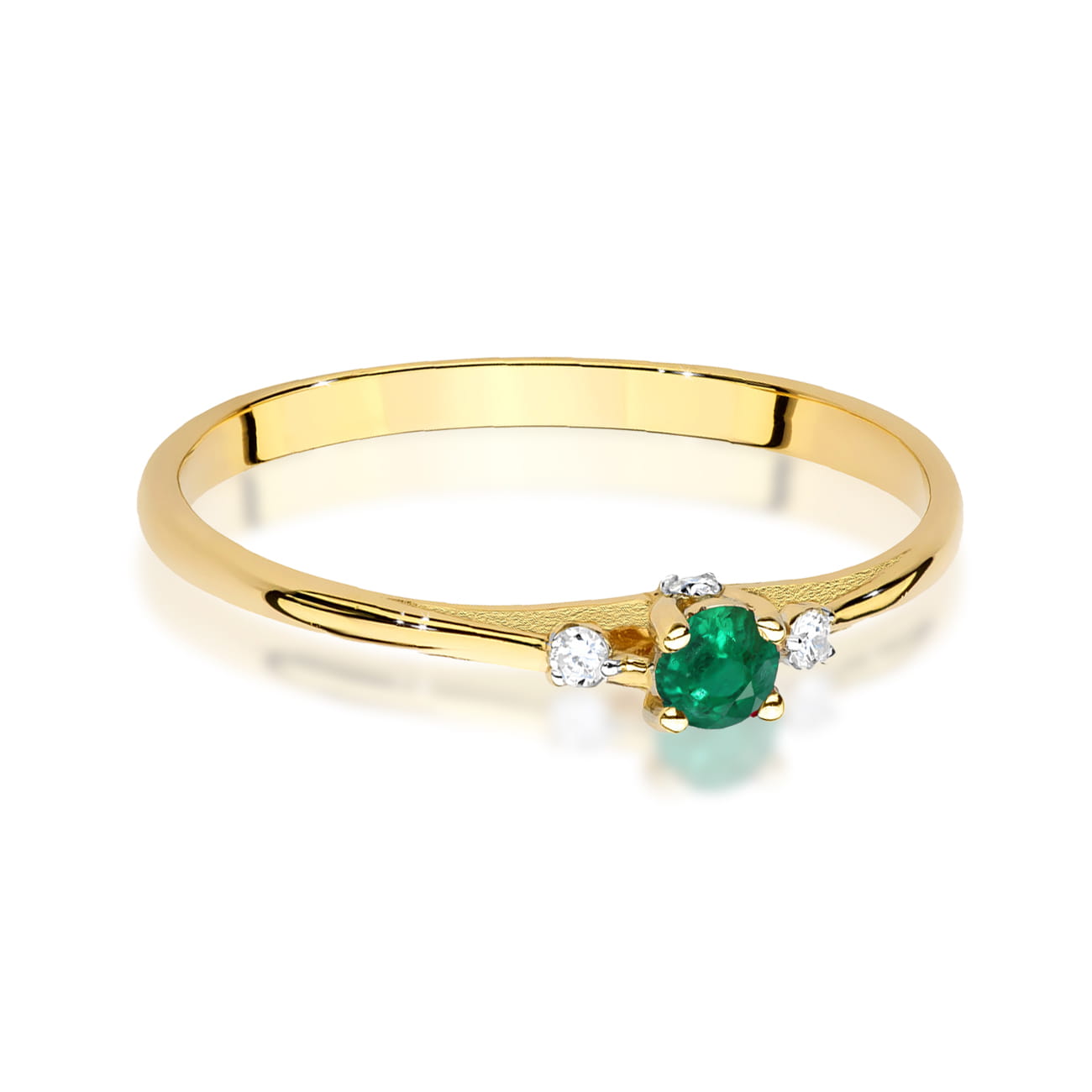 Auksinis Žiedas Su Smaragdu Ir Deimantais