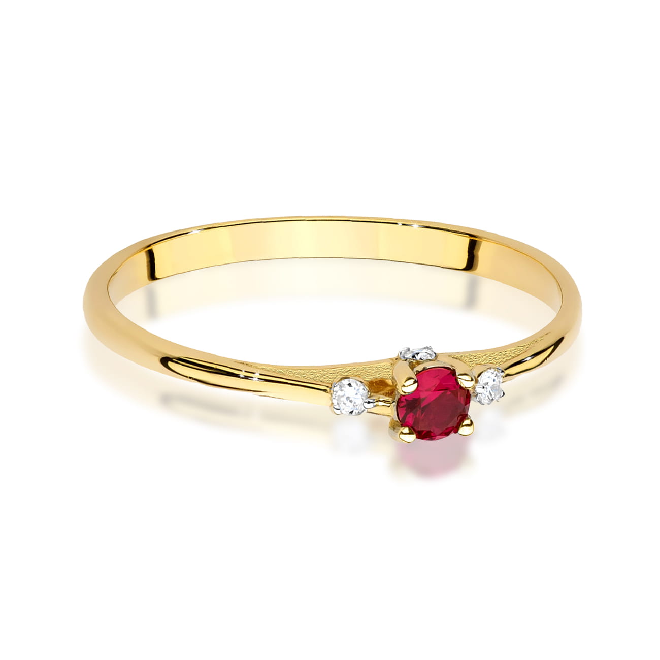 Auksinis Žiedas Su Rubinu Ir Deimantais