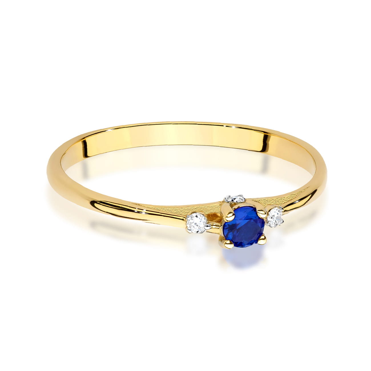 Auksinis Žiedas Su Safyru Ir Deimantais