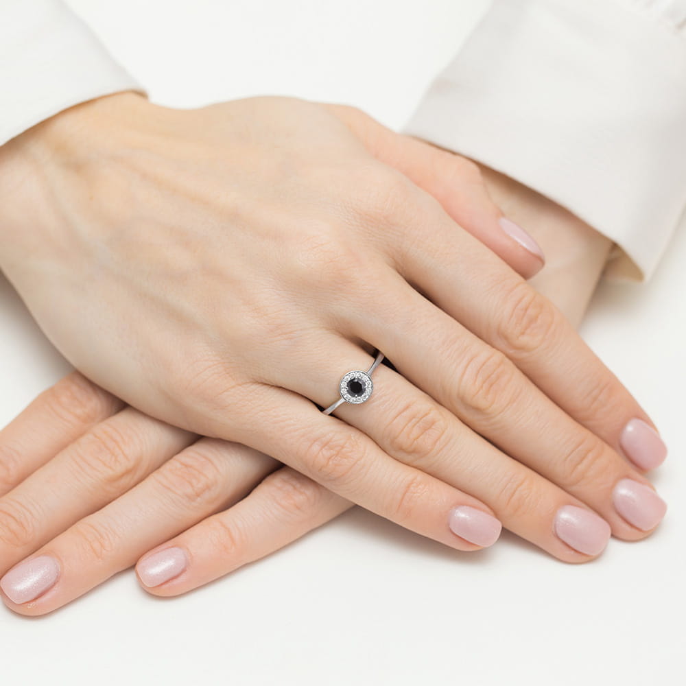 Gold Ring With Black And White Diamonds