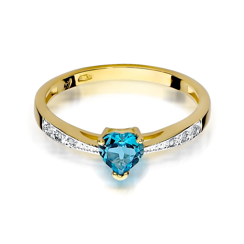Auksinis Žiedas Su Topazu Ir Deimantais