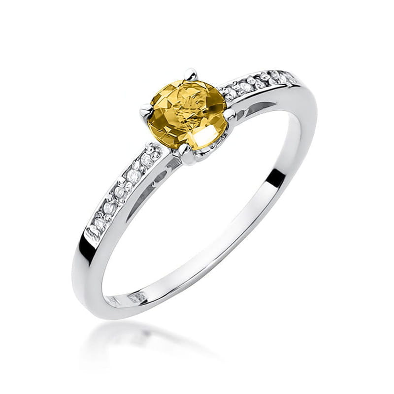 Gold Ring With Citrine And Diamonds
