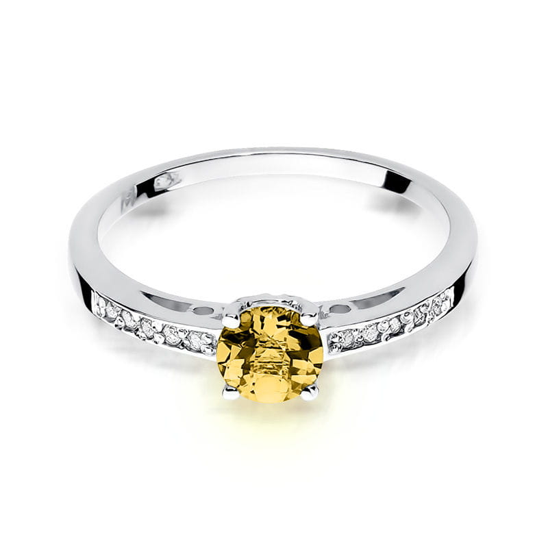 Gold Ring With Citrine And Diamonds