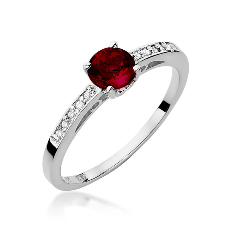 Auksinis Žiedas Su Granatu Ir Deimantais