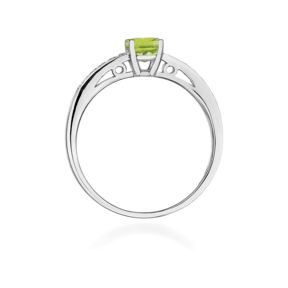 Auksinis Žiedas Su Peridotu Ir Deimantais