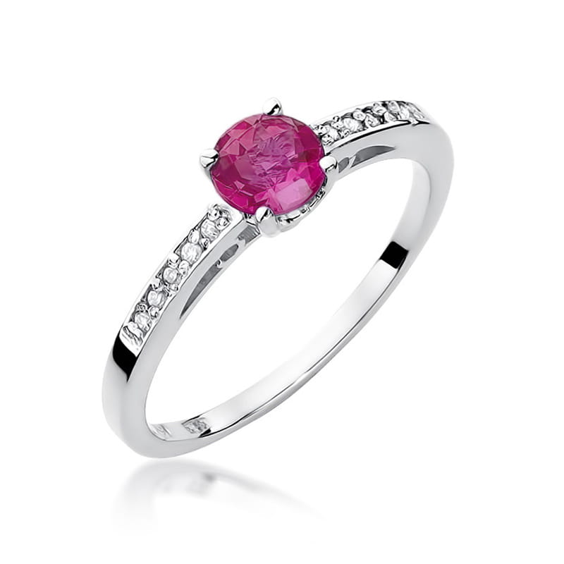 Auksinis Žiedas Su Rubinu Ir Deimantais