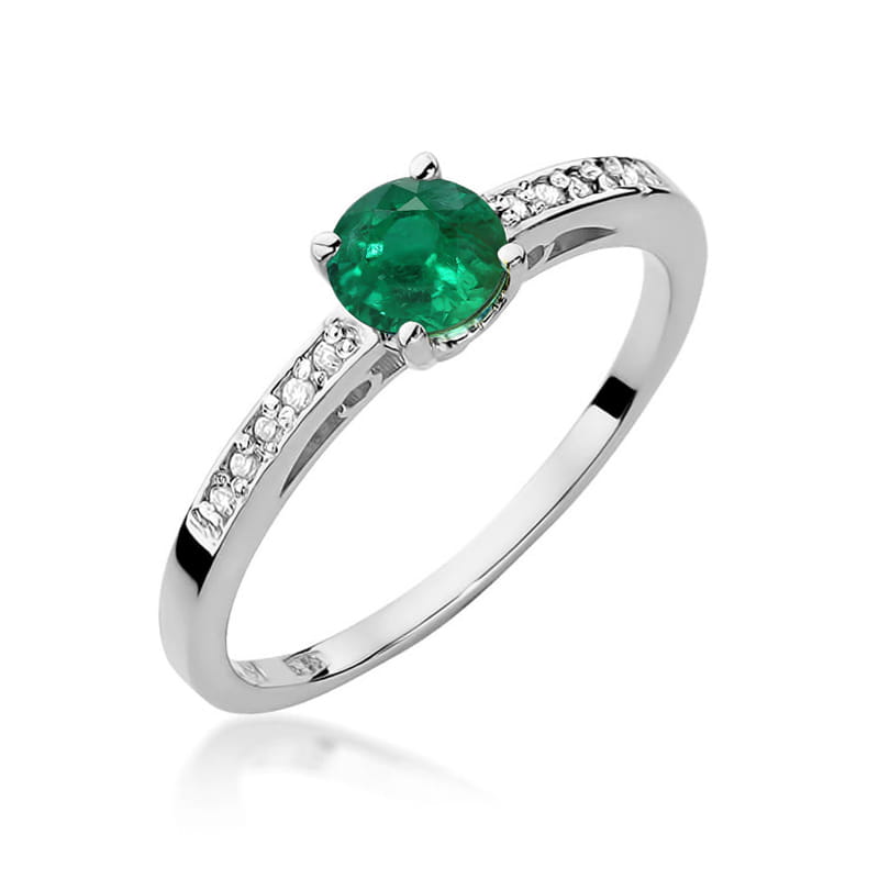 Auksinis Žiedas Su Smaragdu Ir Deimantais