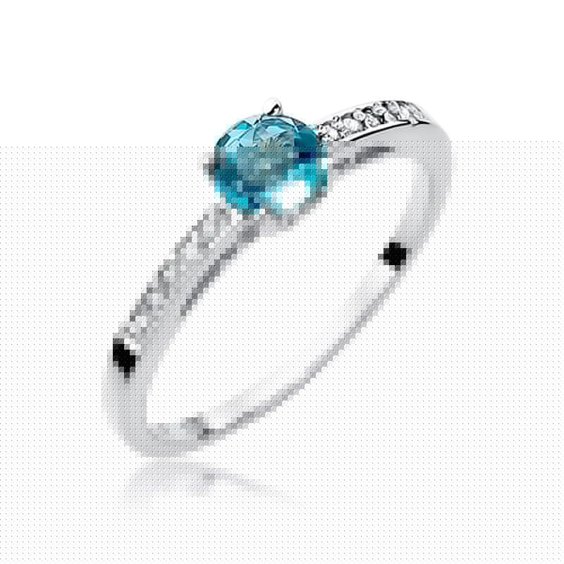 Auksinis Žiedas Su Topazu Ir Deimantais