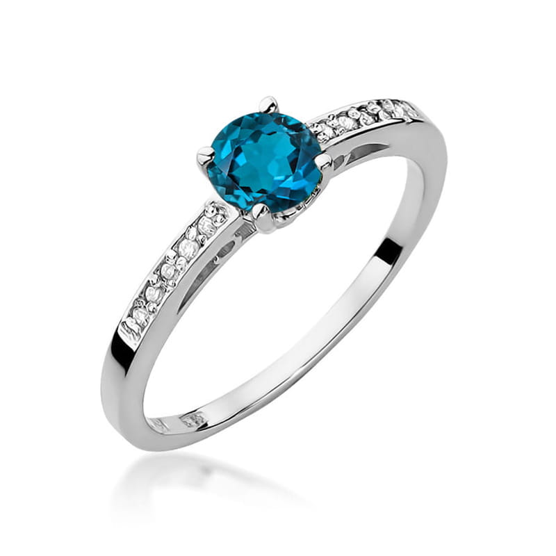 Gold Ring With London Topaz And Diamonds