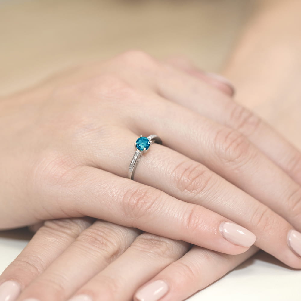 Gold Ring With London Topaz And Diamonds